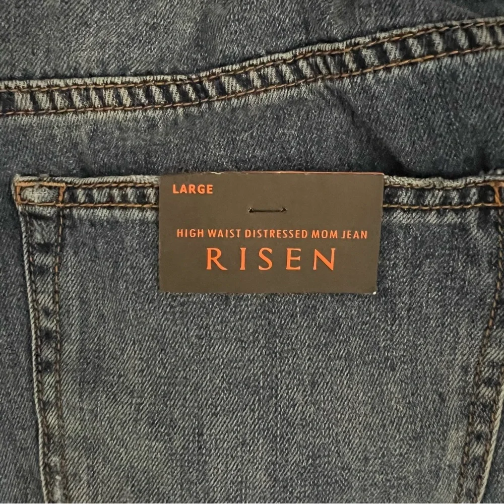Risen High Waist Distressed Mom Jeans L - Picture 4 of 6